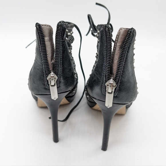 Sam Edelman Elyse black silver studded leather stiletto heel 5 - Picture 2 of 12